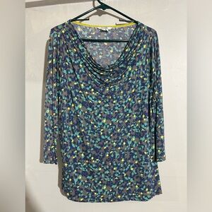 Boden Blue and Green Patterned Blouse